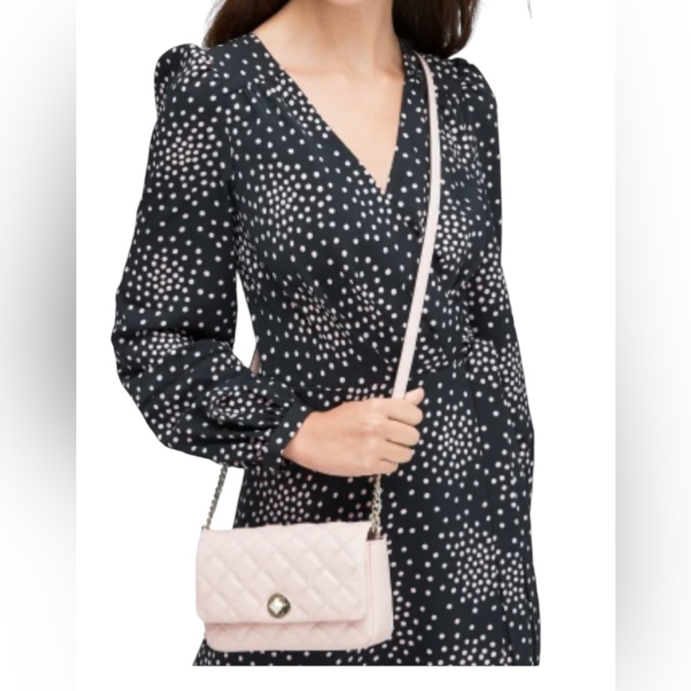 Kate Spade NWT Natalia Quilted Smooth Leather Turnlock Crossbody Rose Smโฆ - Picture 3 of 16